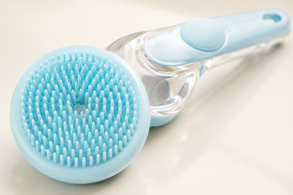 Close detail of FoamyPaw flexible rounded bristles